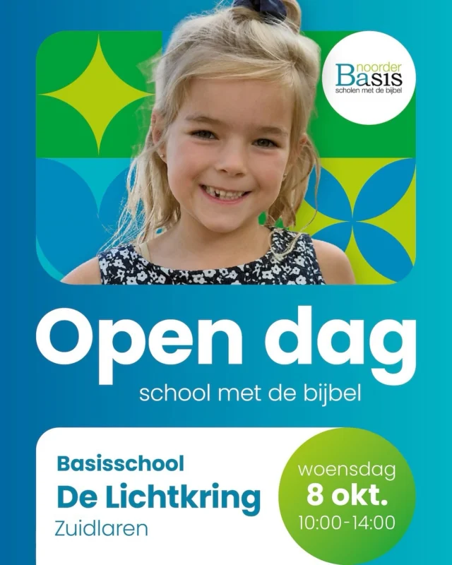 O p e n d a gwoensdag 8 oktoberTip: Kom tussen 10.00 en 12.00 uur, dan zijn onze leerlingen op school en proef je nog meer de sfeer.Kom langs voor een kennismakingsgesprek en rondleiding:We maken graag een afspraak!Je kunt mailen naar: dir.lichtkring@noorderbasis.nlAlvast van harte welkom- voor een kennismakingsgesprek- voor een rondleiding- op de open dag